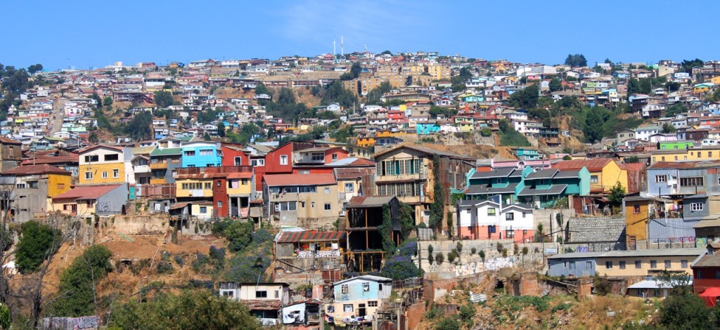 Buildings spilling up the hills. 